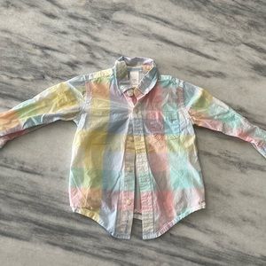 Janie and Jack Multicolor Pastel Plaid Button Down Shirt